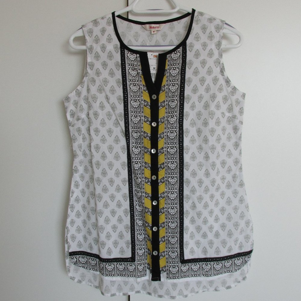 Akkriti Cotton Cool Sleeveless Tunic Top NWT